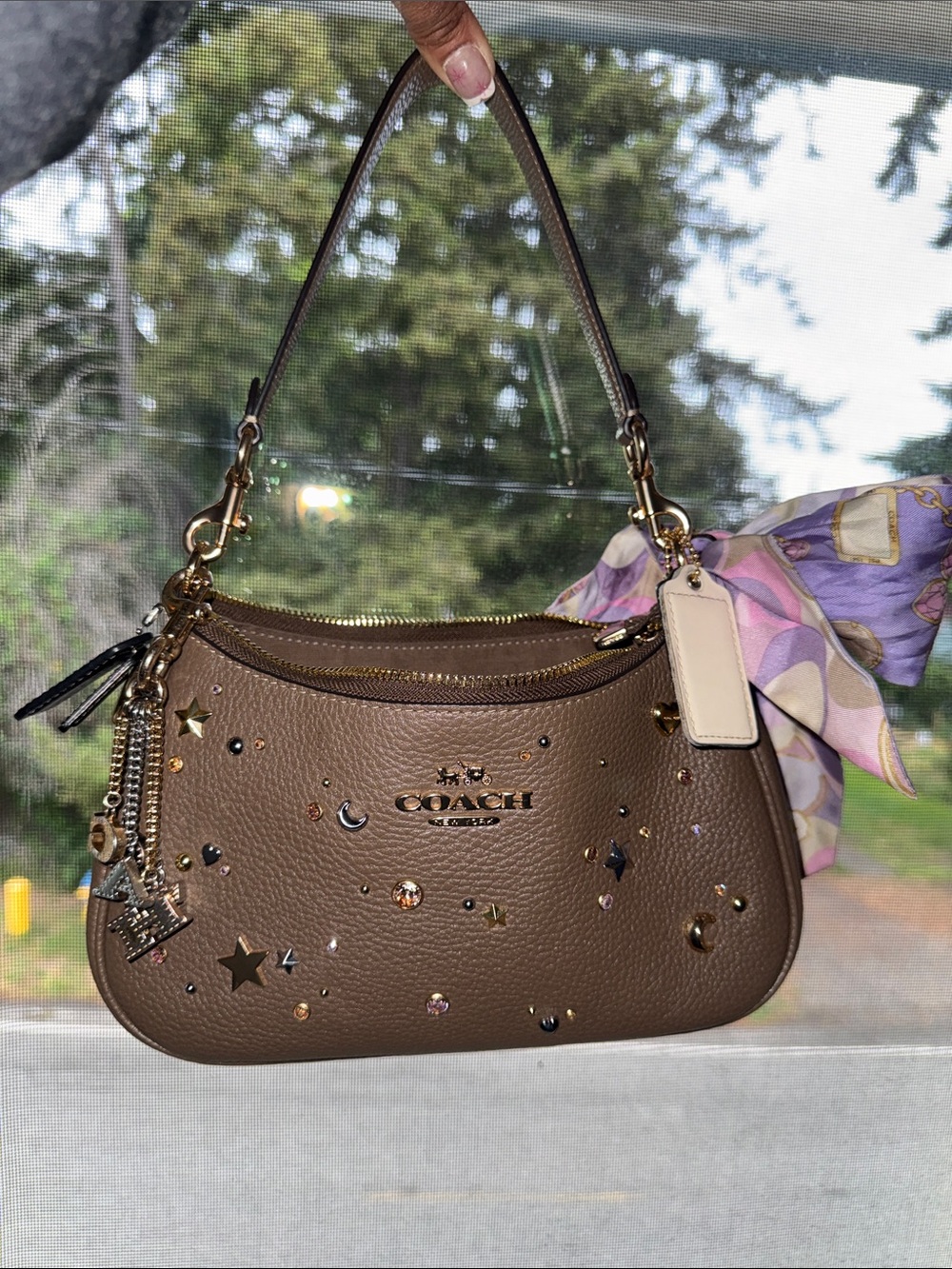 24 HRS SALE*****NWT COACH CCZ99 Teri Shoulder Bag With Rivets Gold/Dark Stone - Picture 3 of 11
